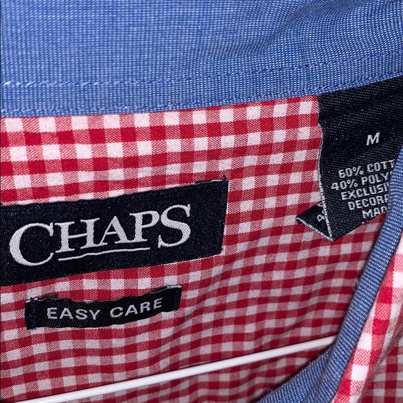 Chaps Classic Fit Red Checkered Medium Button Down - Picture 2 of 3